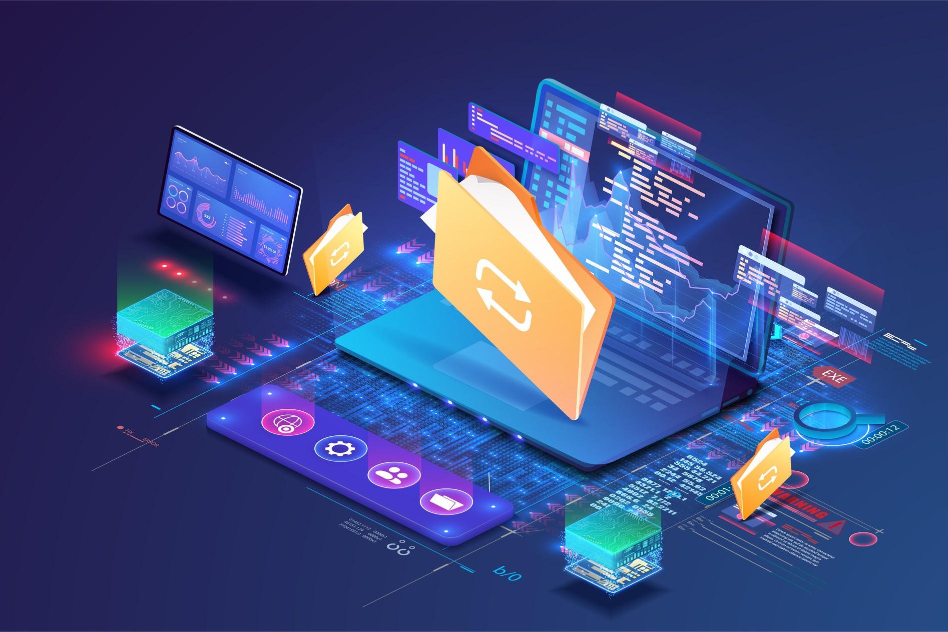 Concept of organizing information and documents on a laptop 1